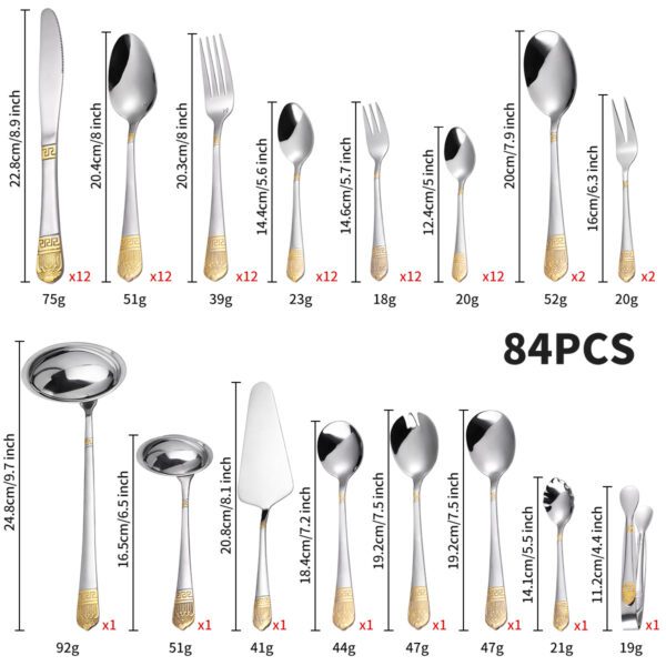 72-piece gold-plated stainless steel cutlery set in a gift box