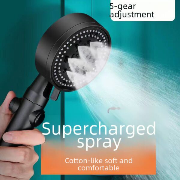 O1CN01k0NkDp1Bs2yNPvGWt_0-0-cib-2.jpg Black five-gear shower shower, pressurized sprinkler head, household shower water heater, bathing hand spray set, one-key water stop