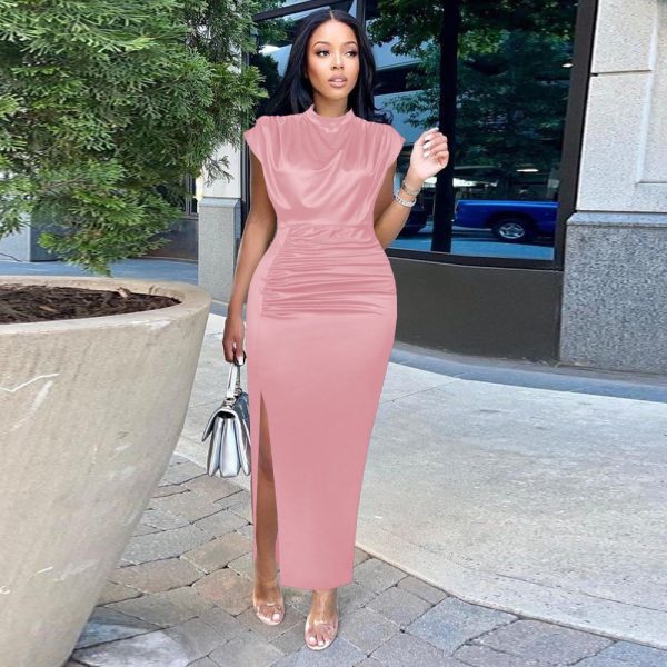 Red High-Waist Maxi Dress  Elegant Formal Style