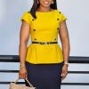 Plus Size Elegant African Color-Block Dress for Women