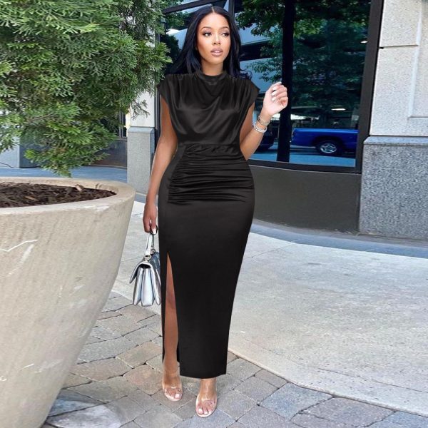 Red High-Waist Maxi Dress  Elegant Formal Style