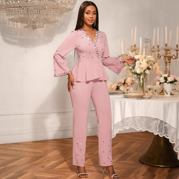 O1CN01IStrL61mNURSYV94N_2550074942-0-cib-1.jpg Elegant Deep V Ruffle Jumpsuit Beaded Party Outfit