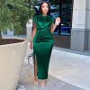Red High-Waist Maxi Dress  Elegant Formal Style