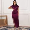 Red High-Waist Maxi Dress  Elegant Formal Style