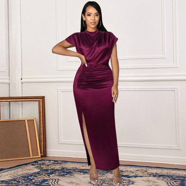Red High-Waist Maxi Dress  Elegant Formal Style