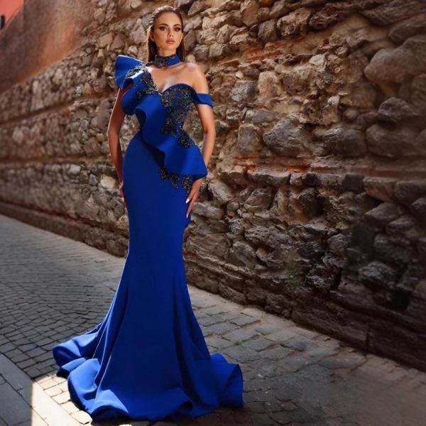 O1CN01ZST0hA1mNURIV0cwP_2550074942-0-cib.jpg Glamorous One-Shoulder Mermaid Gown | Elegant High-Neck Evening Dress with Cascading Ruffles and Corset Waist