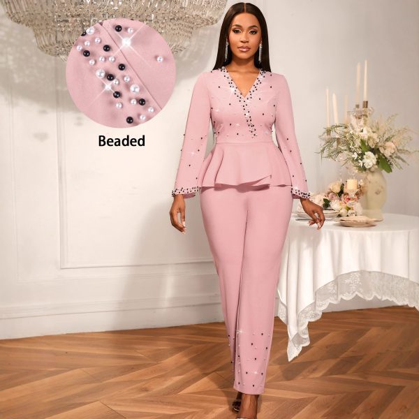 O1CN01aOSGZb1mNURTvkj9I_2550074942-0-cib-1.jpg Elegant Deep V Ruffle Jumpsuit Beaded Party Outfit