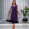 O1CN01cjvpU61mNURSccnoB_2550074942-0-cib.jpg Round Neck Sheer 3D Plum Blossom Long Sleeve Dress Velvet Waist A-Line