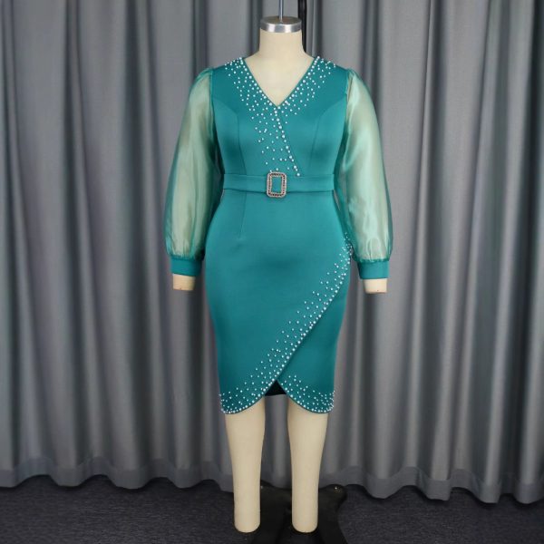 O1CN01erbUG01mNUMf0hRnz_2550074942-0-cib-1.jpg V-Neck Puff Sleeve High-Waist Sheer Dress Elegant & Charming, Effortlessly Eye-Catching