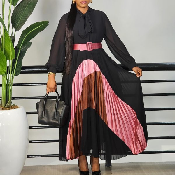 O1CN01mrOFMV1vvE6yvVklx_2209289906234-0-cib-1.jpg Plus Size Elegant Color-Block Pleated Dress European & American Style