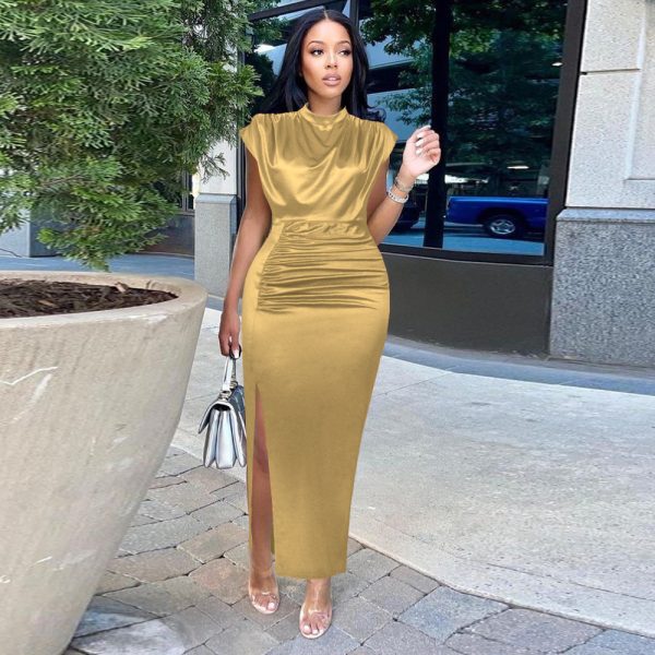 Red High-Waist Maxi Dress  Elegant Formal Style