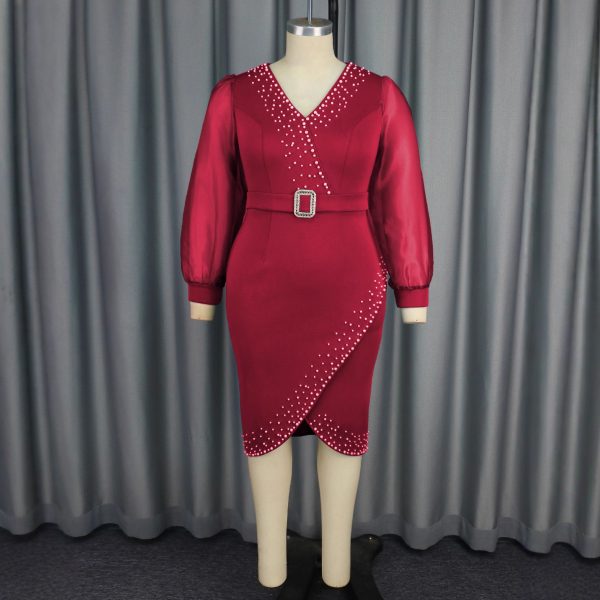 O1CN01zSFtq21mNURCGZ2PR_2550074942-0-cib-1.jpg V-Neck Puff Sleeve High-Waist Sheer Dress Elegant & Charming, Effortlessly Eye-Catching